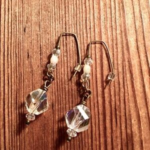 *5 For $20***Ladies Clear Crystal Dangle Earrings,  Handmade Ladies Earrings